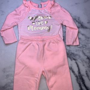 18 month- Coral & Gold Matching Set